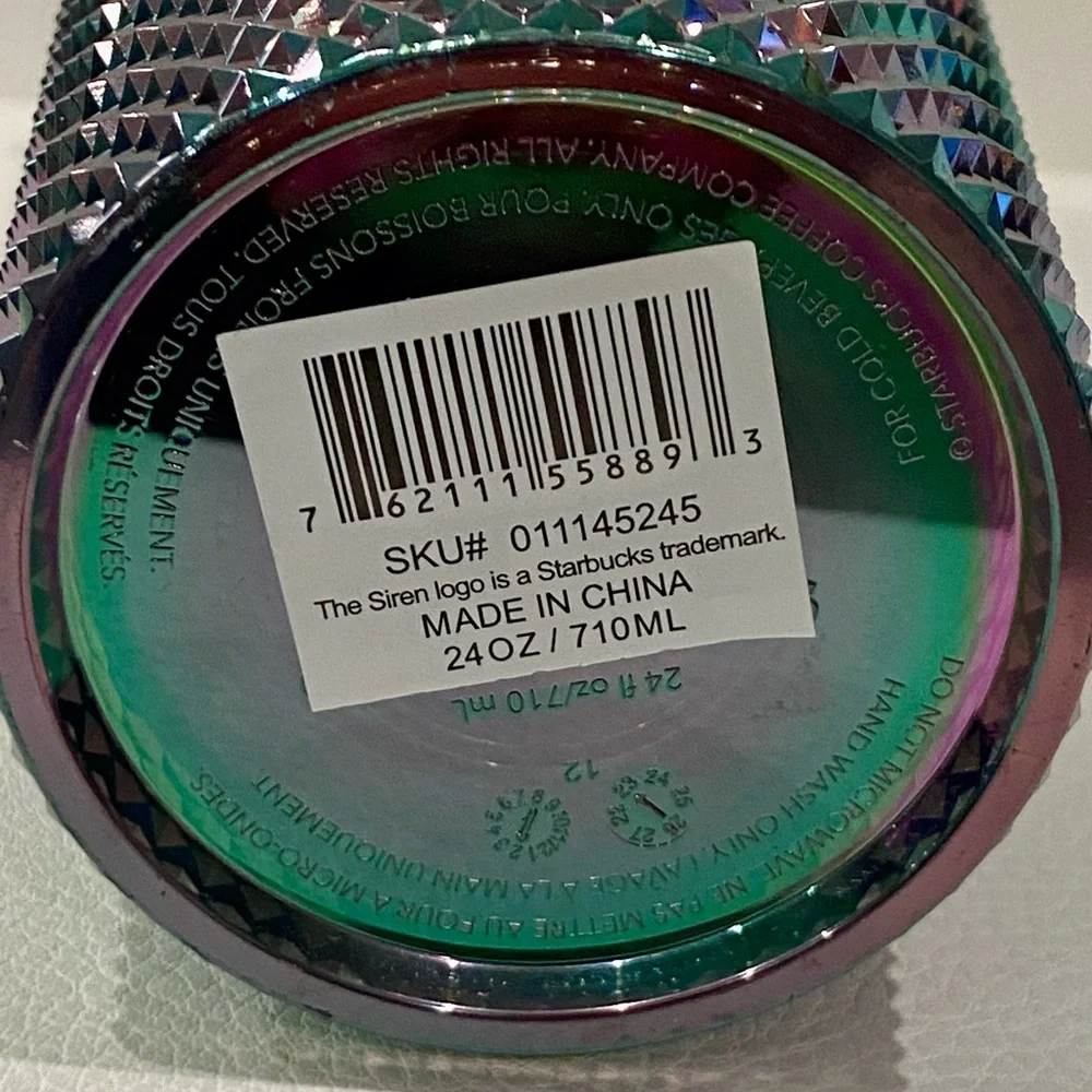 Starbucks Oil Slick Rainbow Iridescent Studded‎ Fall Edition 24oz Tumbler New